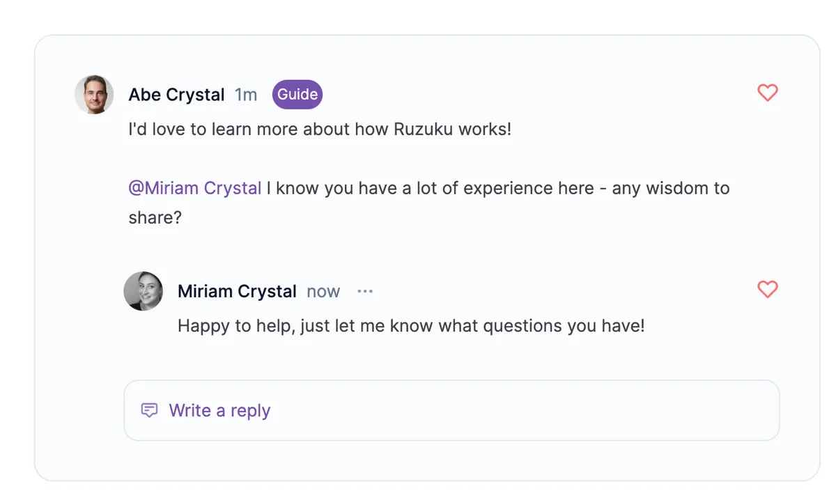 Student replies to a tagged post